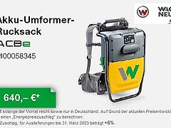 Wacker Neuson Akku Innenrüttler Rucksack ACBe & IEe